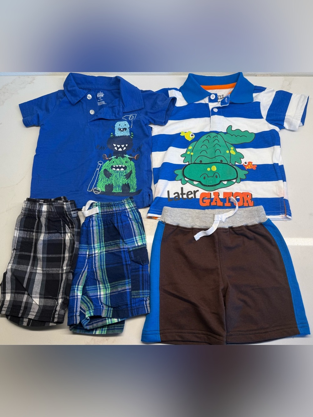 12M Boys Summer Bundle 5 Pieces Polos & Shorts